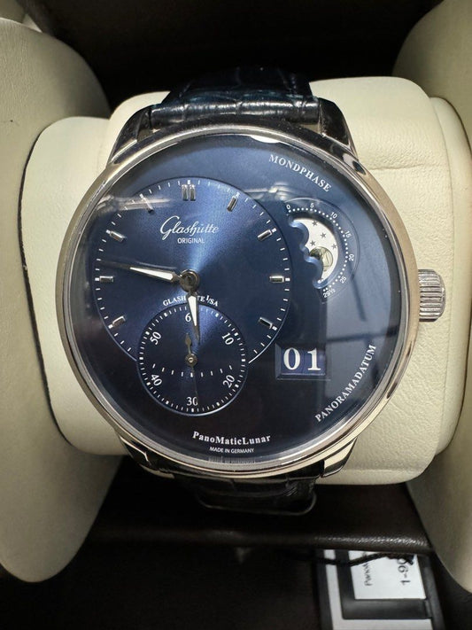 Glashutte Original 格拉蘇蒂 藍面 偏心月相 PanoMaticLunar