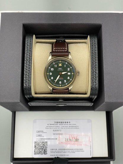 IWC Pilot 系列 IW326802 綠色盤面 青銅 bronze (全套)